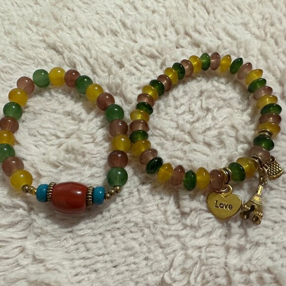 Beaded Bracelets with an Elastic Stretch Fits 6"- 7" circ. Pair - Picture 1 of 6